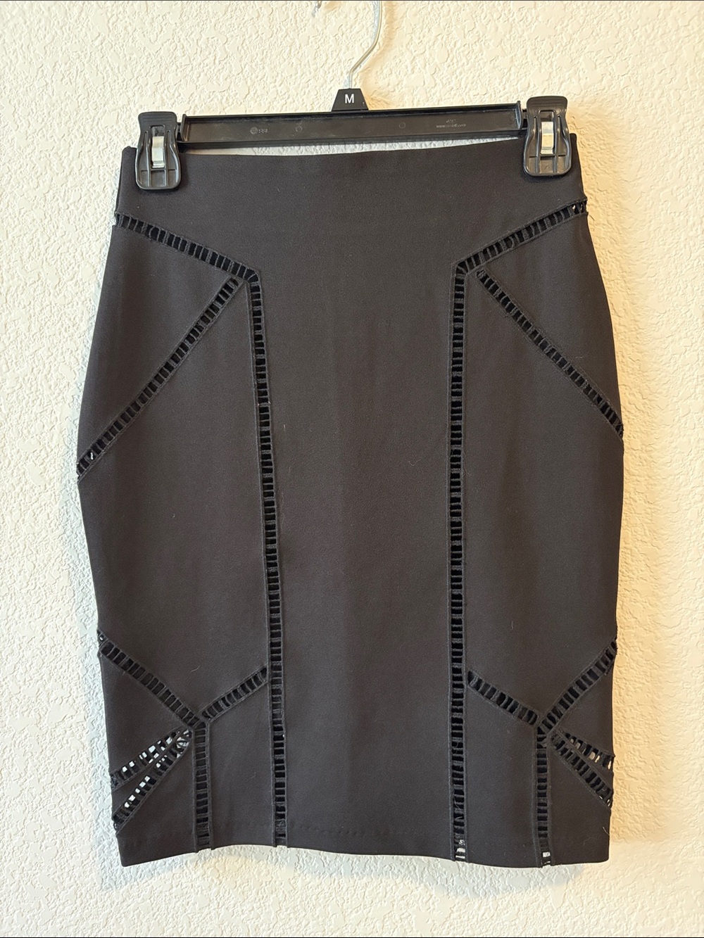 H&M Black Pencil Skirt with Cutout Ladder Trim